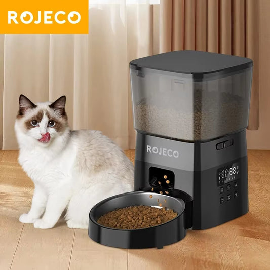 Mangeoire Automatique ROJECO – Distributeur de Croquettes pour Chat (2L)
